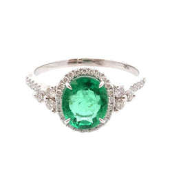 Bague Entourage en or blanc, émeraude et diamants - Castafiore