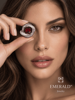 Bague Entourage en or blanc, grenat, améthystes et diamants - Castafiore