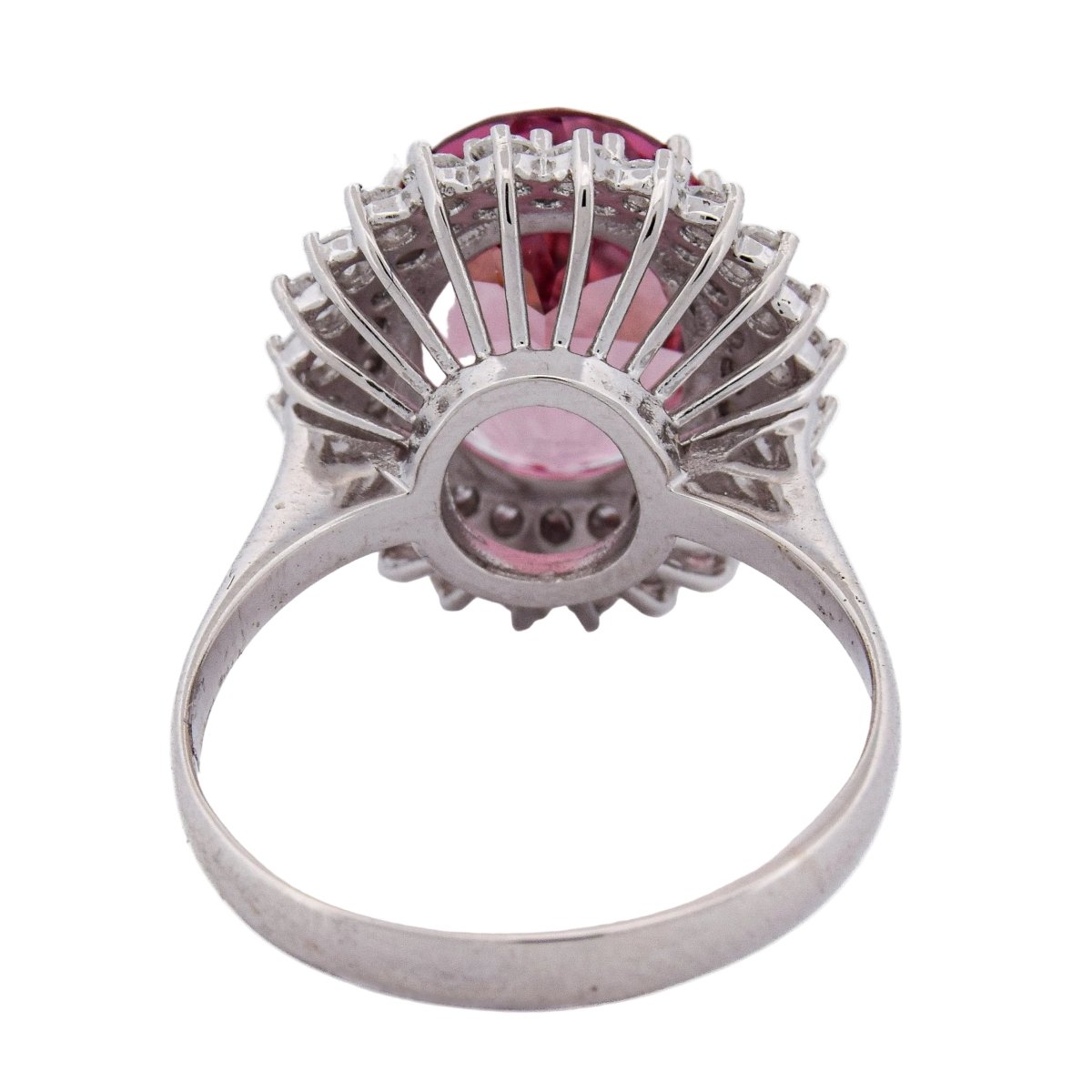 Bague Entourage en or blanc, morganite et diamants - Castafiore