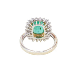 Bague Entourage en or blanc, or jaune, émeraude et diamants - Castafiore