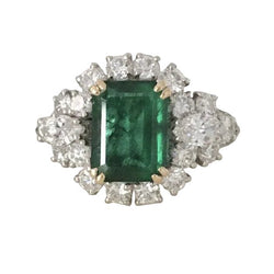 Bague Entourage en or blanc, or jaune, émeraude et diamants - Castafiore
