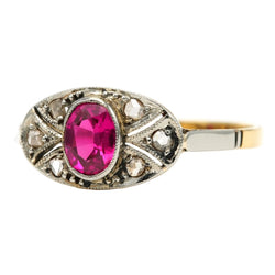 Bague Entourage en or blanc, or jaune, rubis et diamants - Castafiore