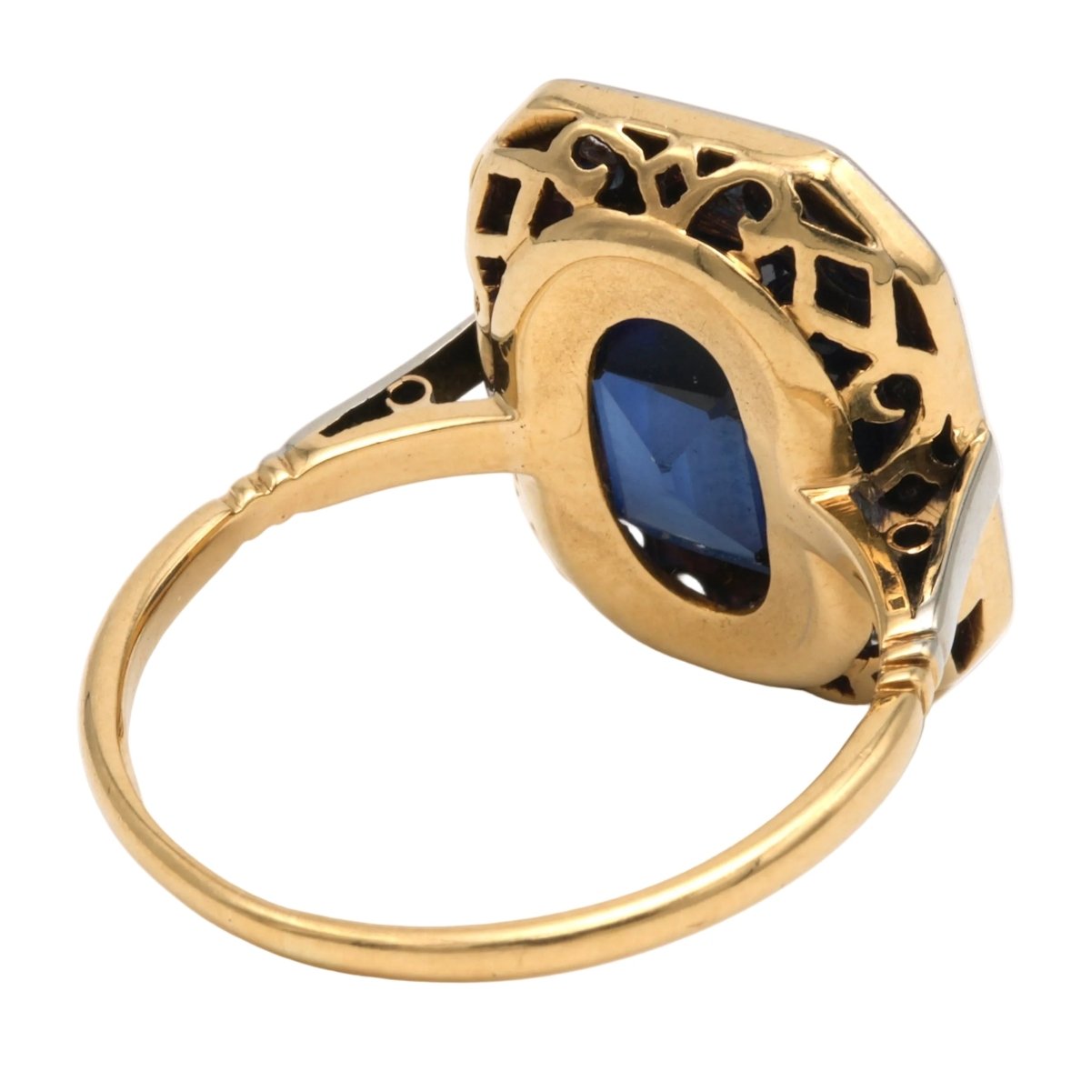 Bague Entourage en or blanc, or jaune, saphir et diamants - Castafiore