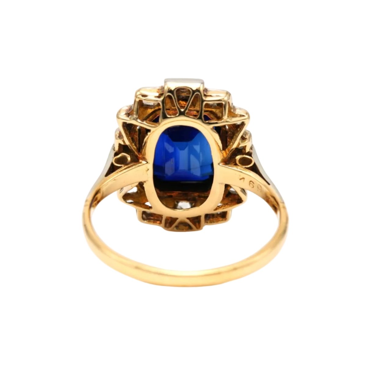Bague Entourage en or blanc, or jaune, saphir et diamants - Castafiore