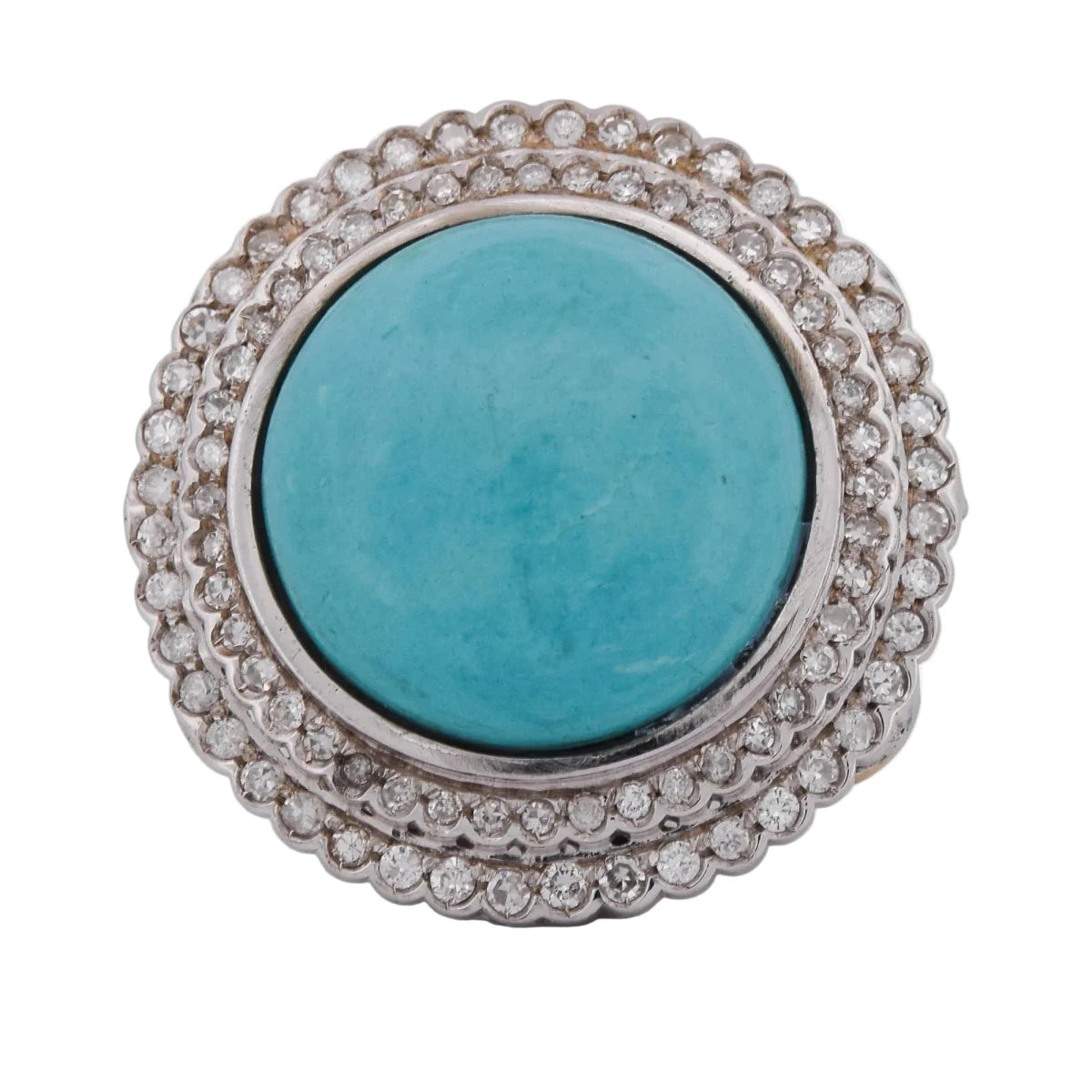Bague Entourage en or blanc, or jaune, turquoise et diamants - Castafiore