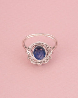 Bague Entourage en or blanc, platine, saphir et diamants