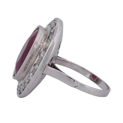 Bague Entourage en or blanc, rubis et diamants - Castafiore