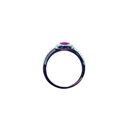 Bague Entourage en or blanc, rubis et diamants - Castafiore