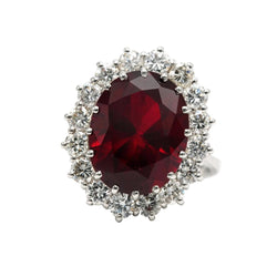 Bague Entourage en or blanc, rubis et diamants - Castafiore