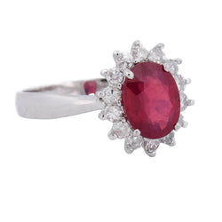 Bague Entourage en or blanc, rubis et diamants - Castafiore