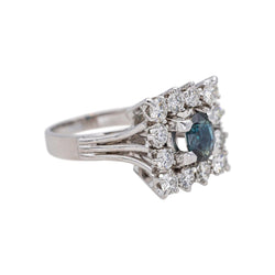Bague Entourage en or blanc, saphir et diamants - Castafiore