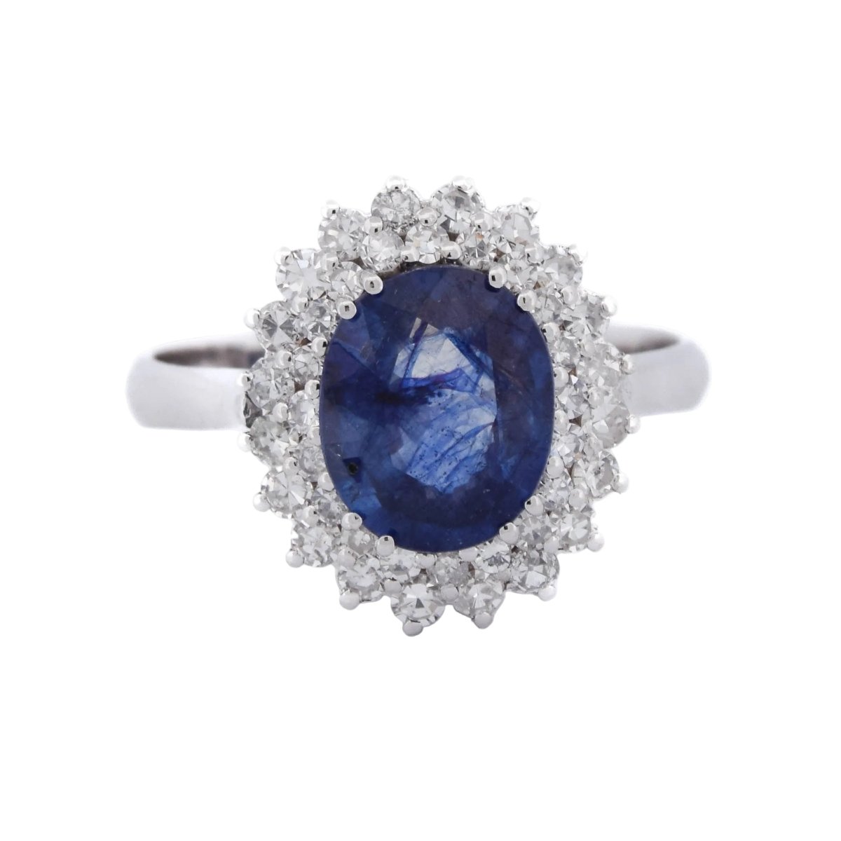 Bague Entourage en or blanc, saphir et diamants - Castafiore