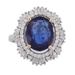 Bague Entourage en or blanc, saphir et diamants - Castafiore