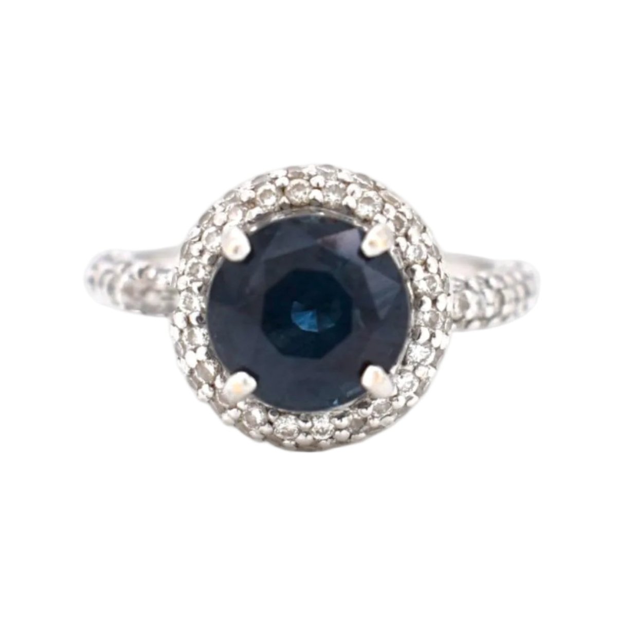 Bague Entourage en or blanc, saphir et diamants - Castafiore