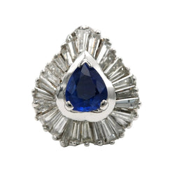 Bague Entourage en or blanc, saphir et diamants - Castafiore
