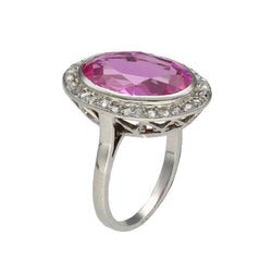 Bague Entourage en or blanc, verneuil et diamants - Castafiore