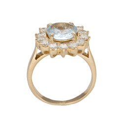 Bague Entourage en or jaune, aigue - marine et diamants - Castafiore