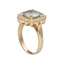 Bague Entourage en or jaune, aigue - marine et diamants - Castafiore