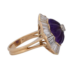 Bague Entourage en or jaune, améthyste et diamants - Castafiore