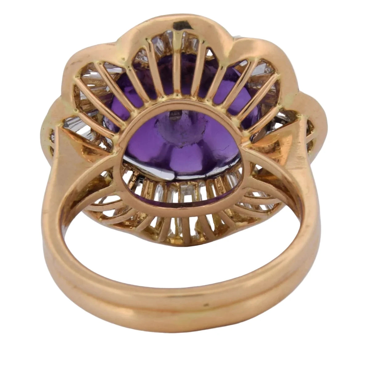 Bague Entourage en or jaune, améthyste et diamants - Castafiore