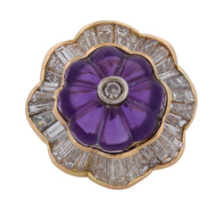 Bague Entourage en or jaune, améthyste et diamants - Castafiore