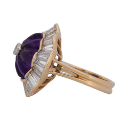 Bague Entourage en or jaune, améthyste et diamants - Castafiore