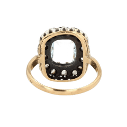 Bague Entourage en or jaune, argent, aigue - marine et diamants - Castafiore