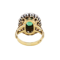 Bague Entourage en or jaune, argent, émeraude et diamants - Castafiore