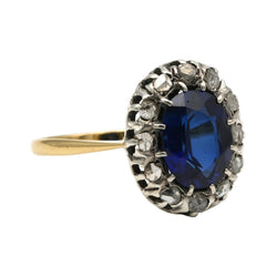 Bague Entourage en or jaune, argent, saphir et diamants - Castafiore