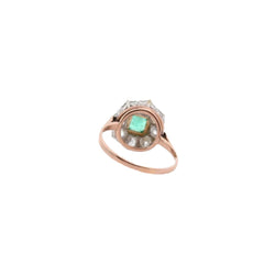 Bague Entourage en or jaune, diamant et émeraude - Castafiore