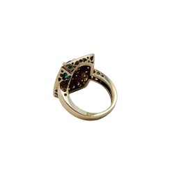 Bague Entourage en or jaune, émeraude et diamants - Castafiore