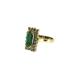 Bague Entourage en or jaune, émeraude, et diamants - Castafiore