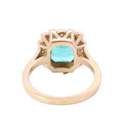 Bague Entourage en or jaune, émeraude et diamants - Castafiore