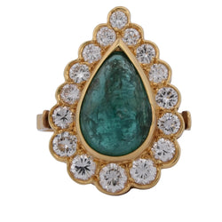 Bague Entourage en or jaune, émeraude et diamants - Castafiore