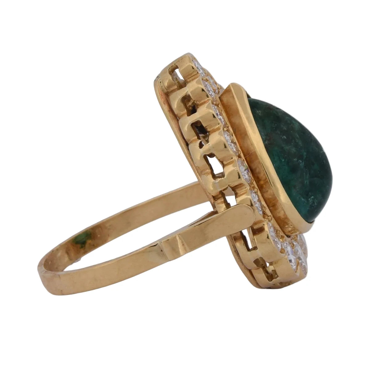 Bague Entourage en or jaune, émeraude et diamants - Castafiore