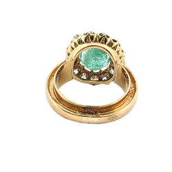 Bague Entourage en or jaune, émeraude et diamants - Castafiore