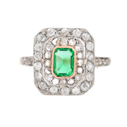 Bague Entourage en or jaune, émeraude et diamants - Castafiore
