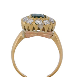 Bague Entourage en or jaune, émeraude et diamants - Castafiore
