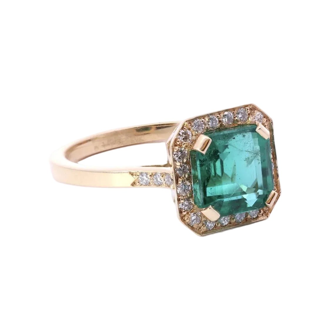 Bague Entourage en or jaune, émeraude et diamants - Castafiore