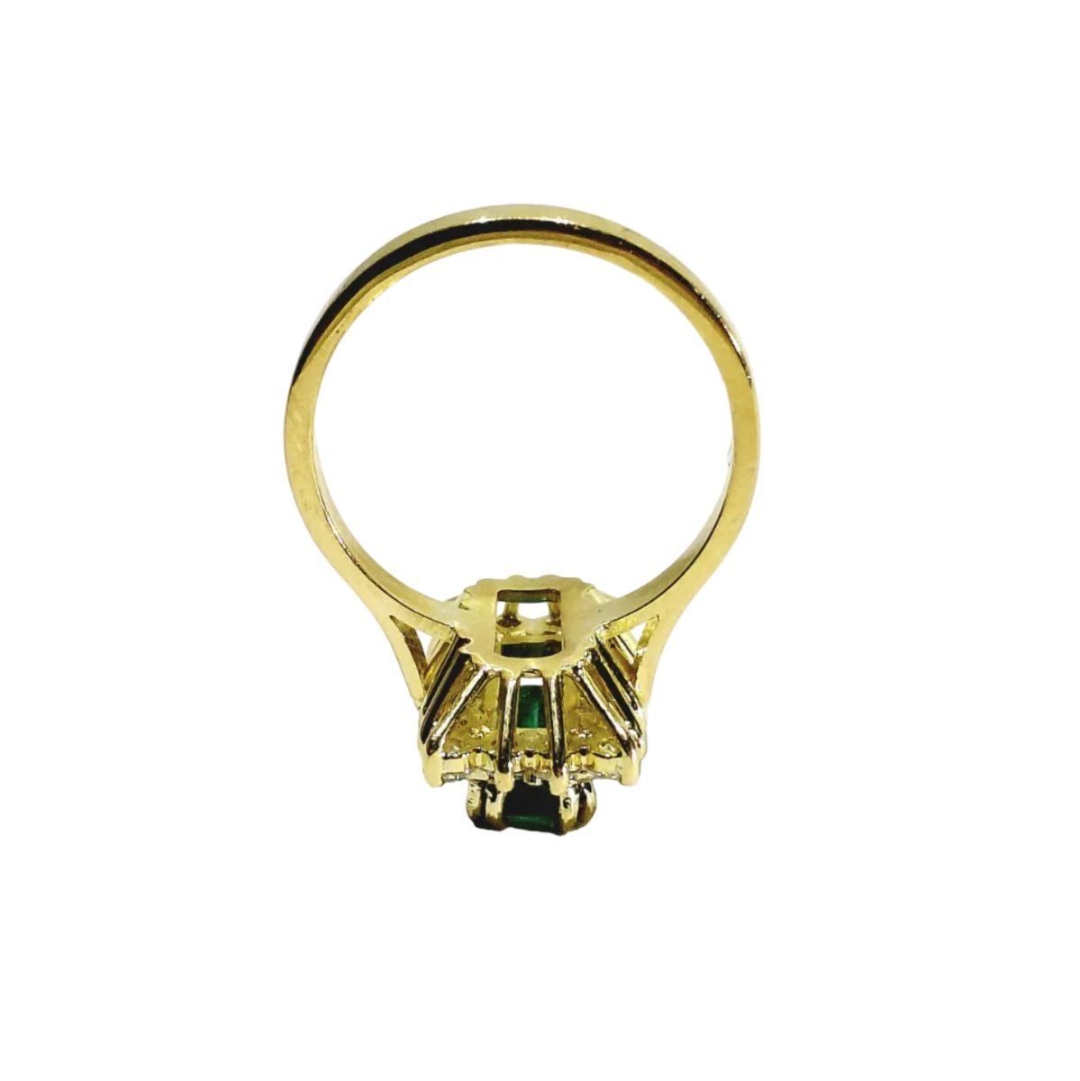 Bague Entourage en or jaune, émeraude, et diamants - Castafiore