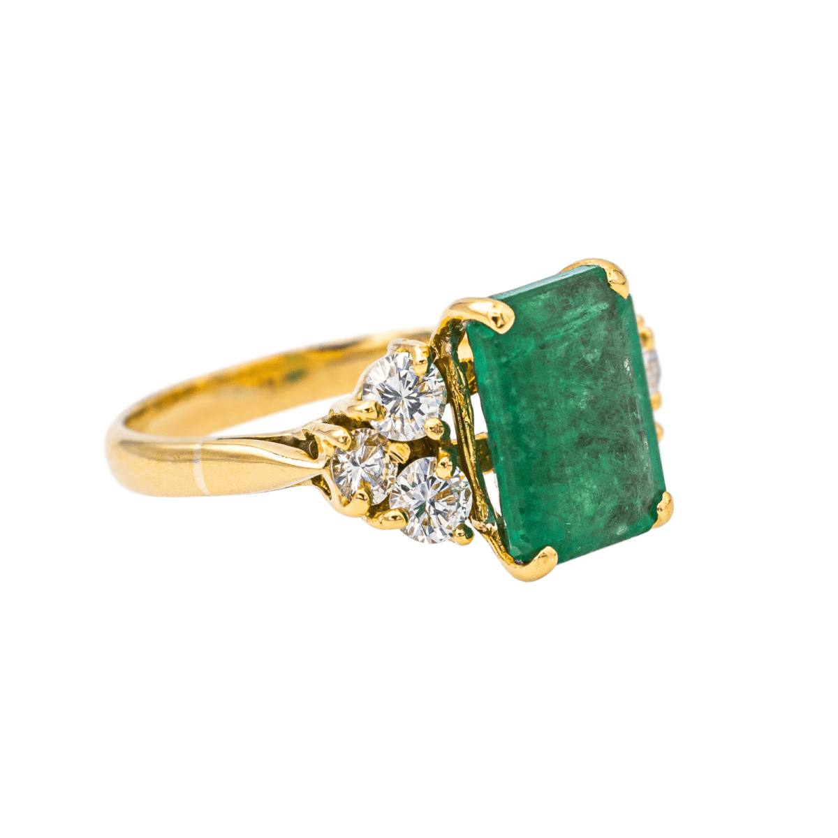 Bague Entourage en or jaune, émeraude et diamants - Castafiore