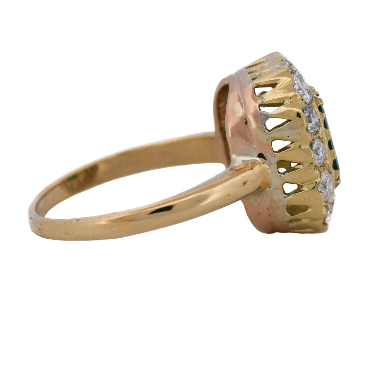 Bague Entourage en or jaune, émeraude et diamants - Castafiore