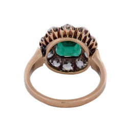 Bague Entourage en or jaune, émeraude et diamants - Castafiore