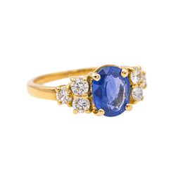 Bague Entourage en or jaune et saphir - Castafiore