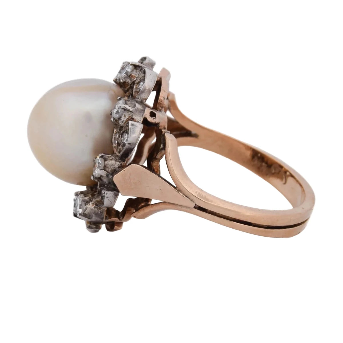 Bague Entourage en or jaune, perle et diamants - Castafiore