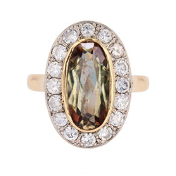Bague Entourage en or jaune, platine, andalousite et diamants - Castafiore