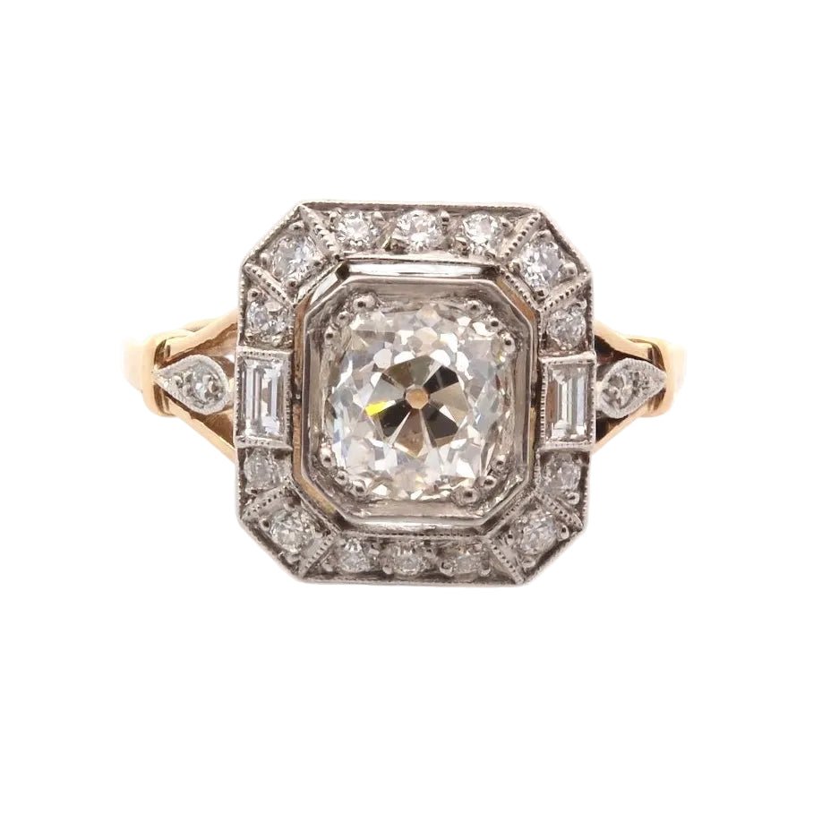 Bague Entourage en or jaune, platine et diamants - Castafiore