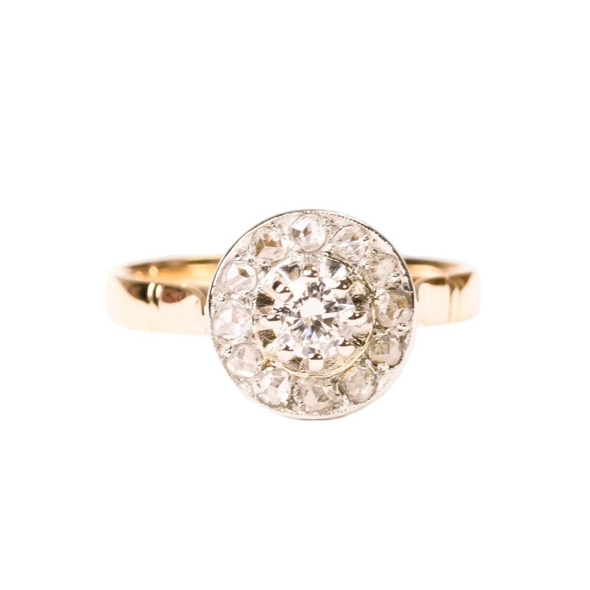 Bague Entourage en or jaune, platine et diamants - Castafiore