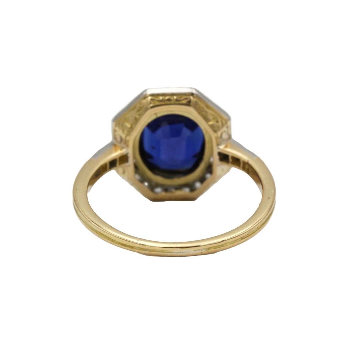 Bague Entourage en or jaune, platine, saphir et diamants - Castafiore