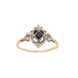 Bague Entourage en or jaune, platine, saphir et diamants - Castafiore